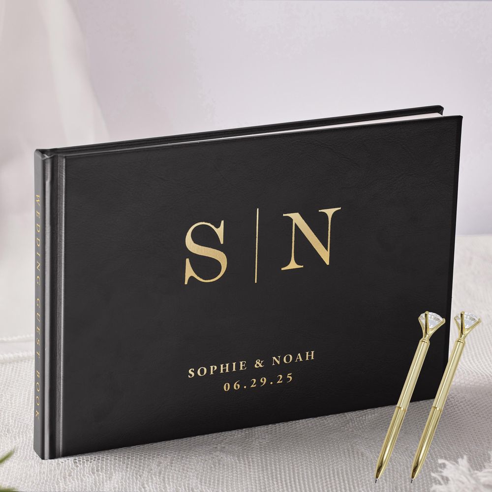 Custom Photo Book - Kişiselleştirilmiş Düğün Ziyaretçi Defteri Zarif Beyaz/Siyah